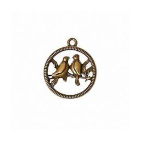 Zawieszka metalowa Charms ScrapBerry's Ptaki w Okręgu Brąz, 20mm